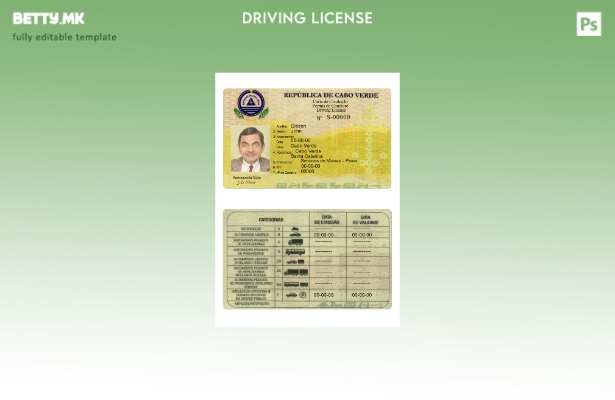 Шаблон за возачка дозвола во модерен стил Кабо Верде